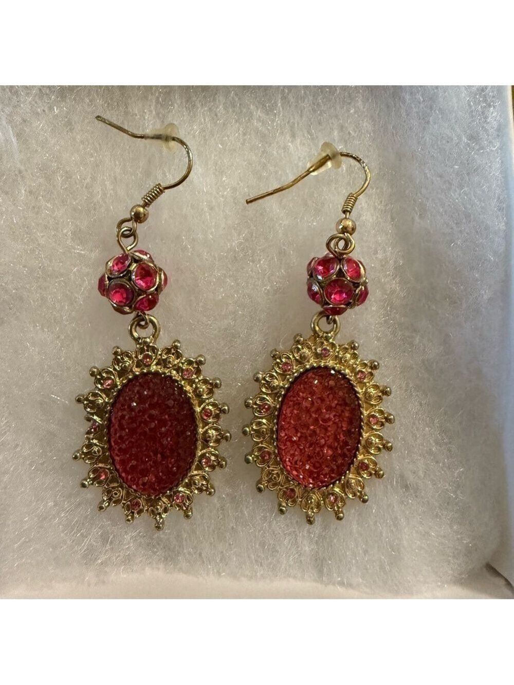 Elegant Gold and Pink Dangle Earrings